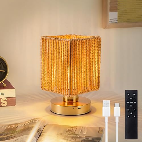 Miniatura 11 de Lámpara de mesa pequeña a pilas, 3 temperaturas de color, recargable, control táctil, lámpara de escritorio regulable, luz nocturna LED inalámbrica