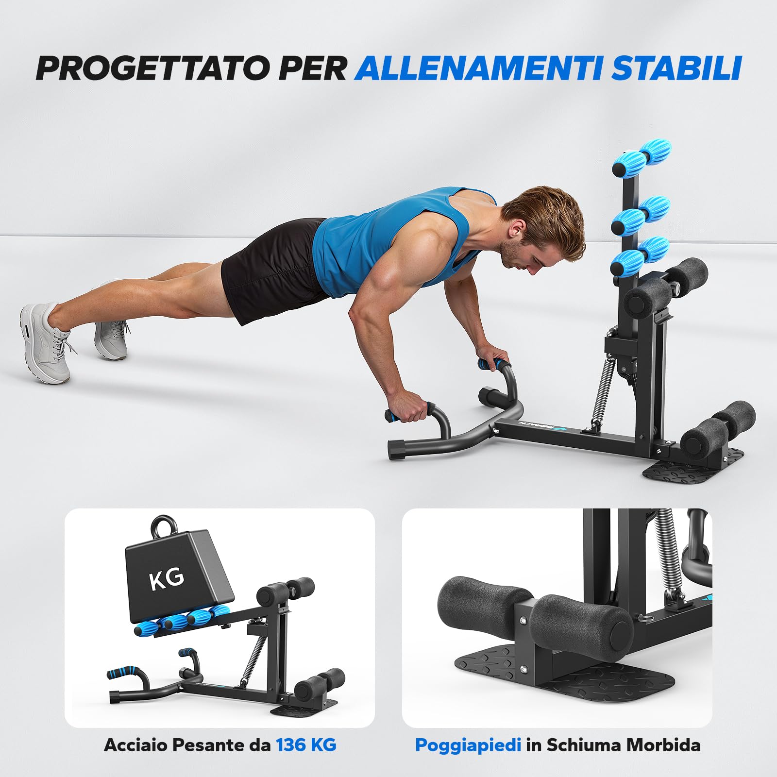 MERACH Squat Machine, Attrezzatura per Home Gym con 3 Resistenza & MAX 136 KG, Sicura e Facile da Usare, Allenatore per Squat per Fitness & Tonificazione, Recupero, Allenamento della Forza - Nero