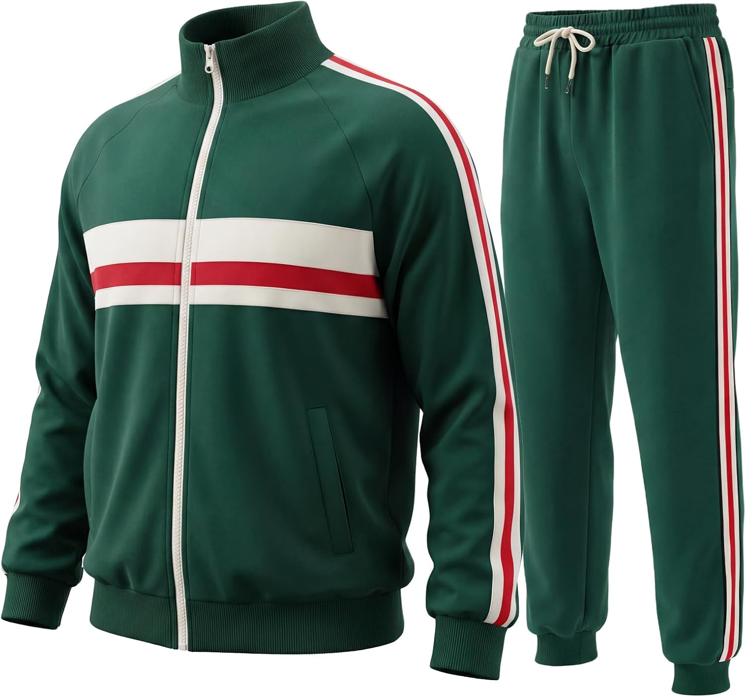 Mens Track Suit 2 Piece Long Sleeve Sweatsuit for Men Casual Full Zip Outfits Jogging Suit Jacket Pants Set