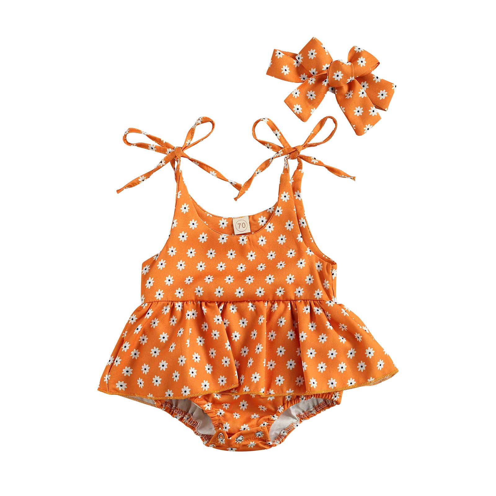 Newborn Infant Baby Girls Strap One Piece Summer Clothes Floral Daisy Ruffle Romper Bodysuit Jumpsuit Tutu Skirt