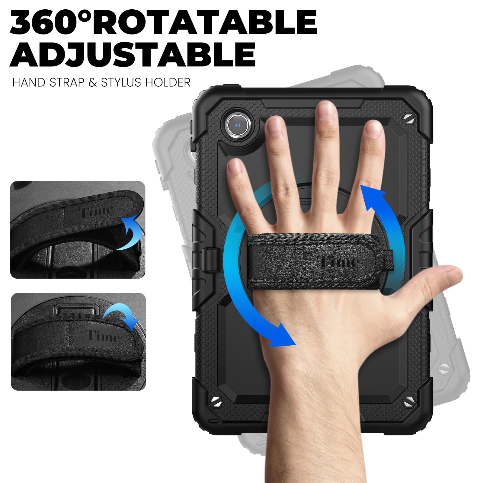 timecity Funda para tablet Lenovo Tab M11 (TB330FU/TB330XU) de 11 pulgadas con soporte para bolígrafo, soporte para lápiz capacitivo, protector de pantalla, correa de mano de 360°, para Tab K11 LTE