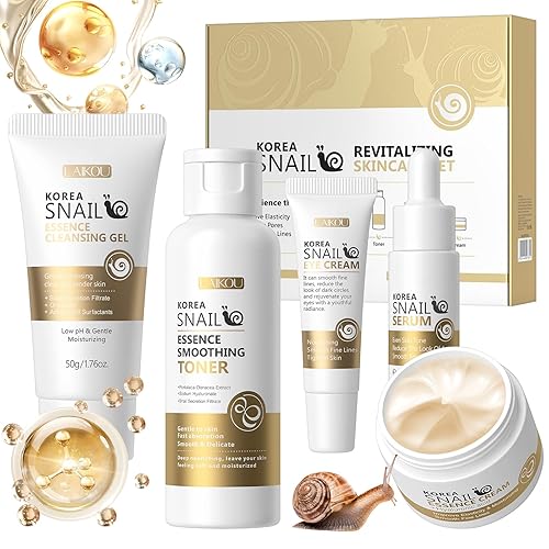 Set de cuidado de la piel, juegos y kits revitalizantes para el cuidado de la piel de caracol facial, regalos para niñas adolescentes con limpiador,