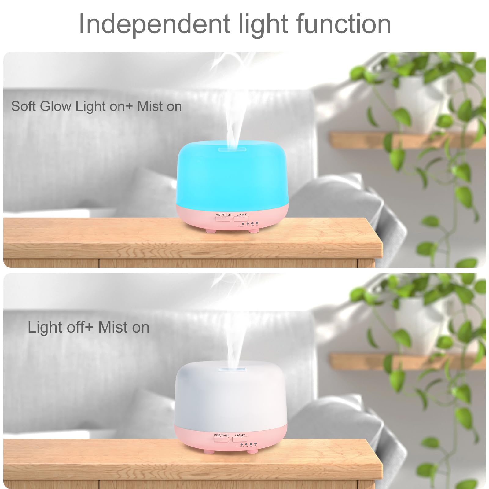 Marchred Difusor de aceites esenciales de aromaterapia de 300 ml con control remoto, 7 luces LED que cambian de color, para recámara, hogar, habitación grande