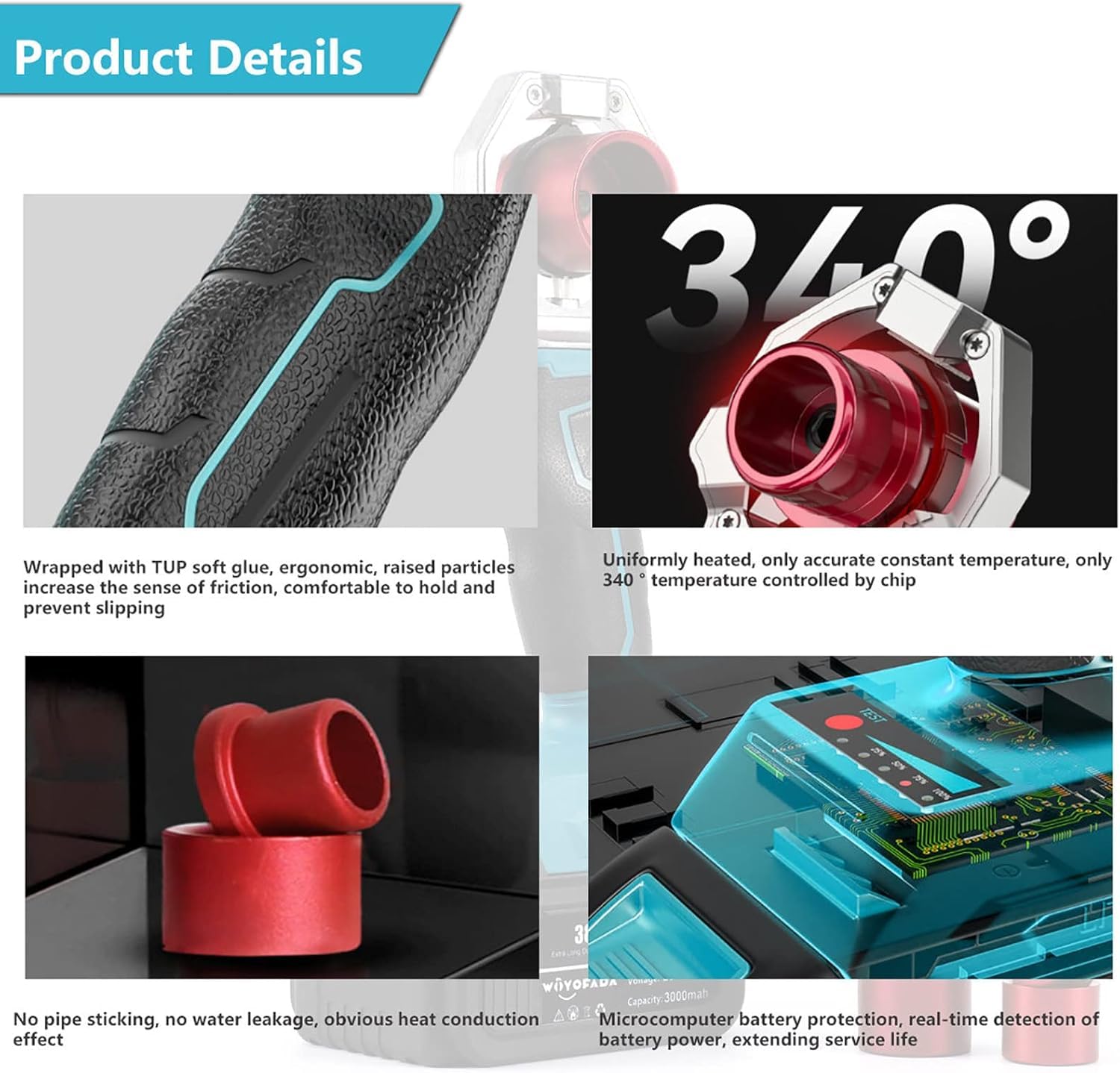 Máquina de soldadura de tuberías inalámbrica, fusor de 340 ℃ para PPR PE PP, herramienta portátil para tuberías de 20-32 mm, soldadura de plástico eficiente, ideal para uso doméstico y profesional