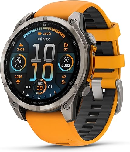 Garmin Fenix 8 Premium Multisport GPS Reloj inteligente para correr, 47 mm | AMOLED, Certificado para buceo, linterna incorporada | Titanio con