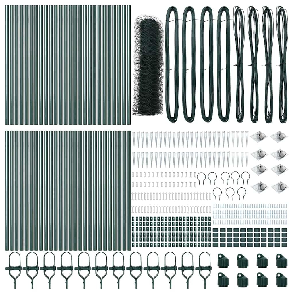 Recinzione da giardino verde, 100 × 0,8 m, in acciaio PVC, 50 mm, a maglie per cani, giardino, terrazza, balcone, stagno