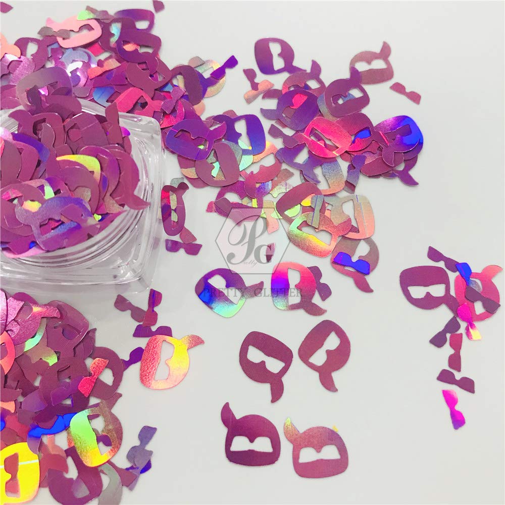 PrettyG 10 Grams/Pack - Sliver Middle Finger Gestures Holographi Sequins Glitter - Festival Rave Beauty Makeup Face Body Nail Art Decoration LB100