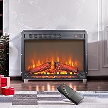 23" Electric Fireplace Insert, TV Stand Cabinet Recessed Fireplace Heater with Remote & Panel Control, 4 Flame Brightness, 8H Timer, Overheating Protection, 1400W Faux Fireplace for Home 23 inch