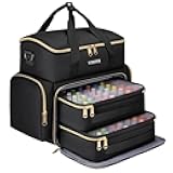 Extra Large Nail Polish Organizer Case Holds 70 to 100+ Bottles (15ml/0.5 fl.oz) UV lamp, Gel Polish Travel Case Bag with 2 Removable Pouches Fits Nail Suppiles, Gift for Manicurist, Girls