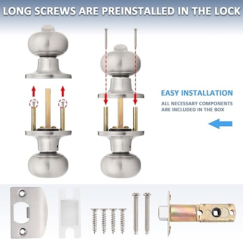 Miniatura 7 de Mengico Paquete de 1 cerradura de puerta, manijas de puerta negras para interiores, pomo de puerta interior para privacidad (para dormitorio y baño)