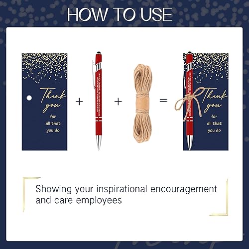 Vista 4 de Qilery Juego de 24 bolígrafos de agradecimiento a los empleados, regalos de tinta negra, bolígrafo inspirador de metal con punta de lápiz
