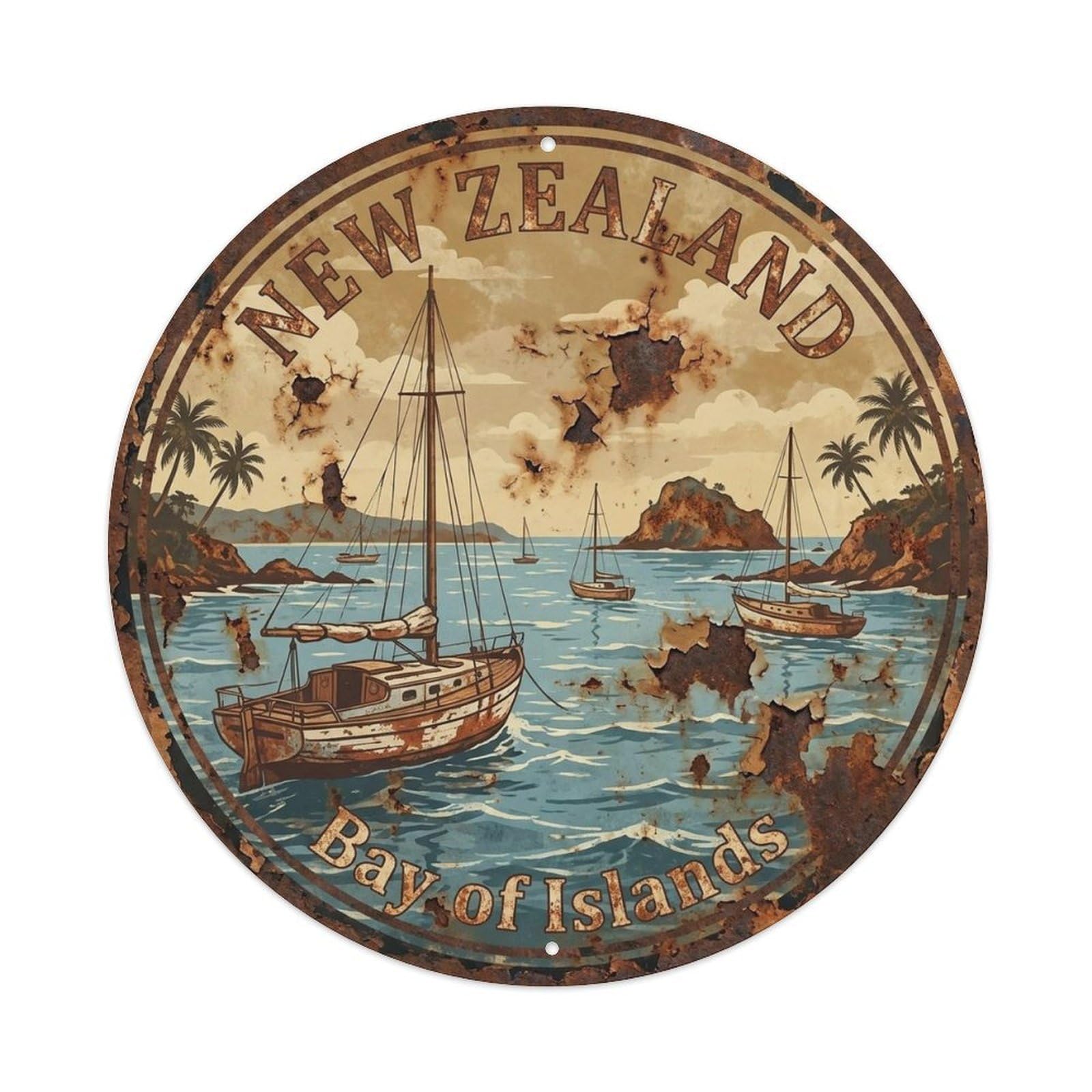 New Zealand Islands Bay Travel Green Lipped Mussels Metal Tin Sign