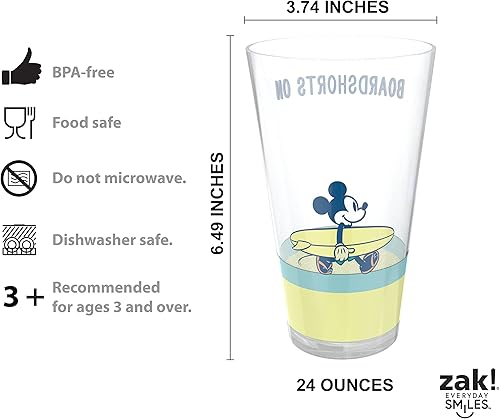 Miniatura 4 de Zak Designs Juego de vasos de plástico Disney duradero y apilable para bebidas diarias material sin BPA 24 onzas juego de 4 piezas Mickey Mouse
