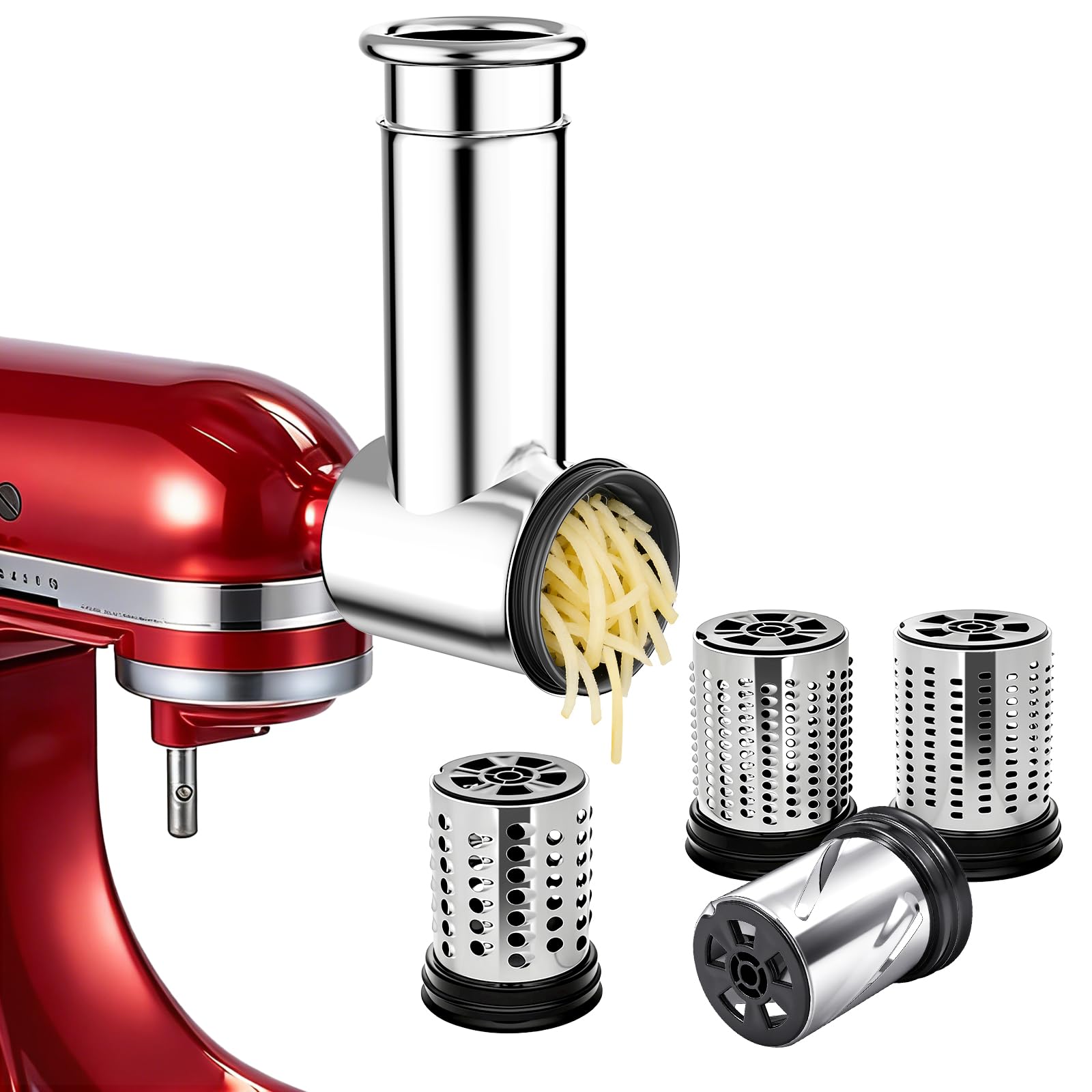 Slicer Shredder Aufsatz für Kitchenaid Standmixer | Edelstahl, Gemüseschredder, Käsereibe, Salatmacher, Chopper Mahlpulver Zubehör für Küchenhelfer