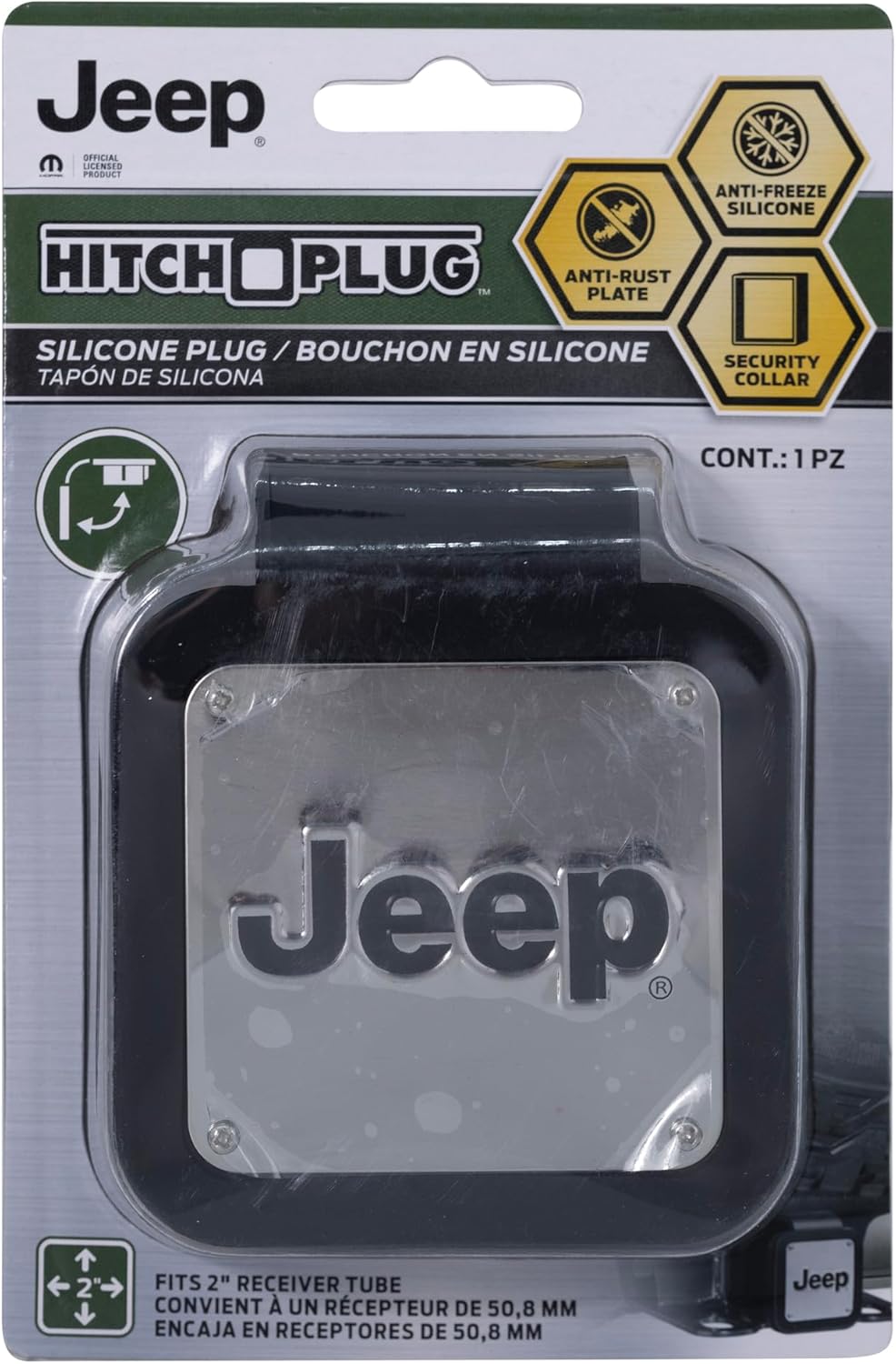Plasticolor 002304R01 Jeep Metal Plate Silicone Hitch Plug