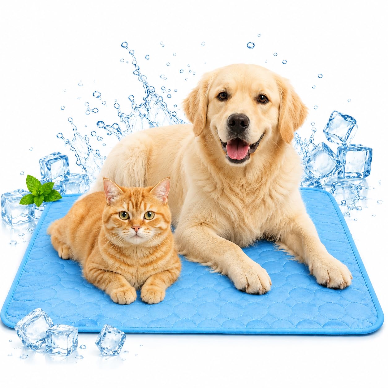 Ashloter Dog Cooling Mat, Indoor Pet Cool Blanket, Washable Non-Slip Cat Cooling Bed, Ideal for Small Medium Large Animal Dogs Cats Puppy Rabbit