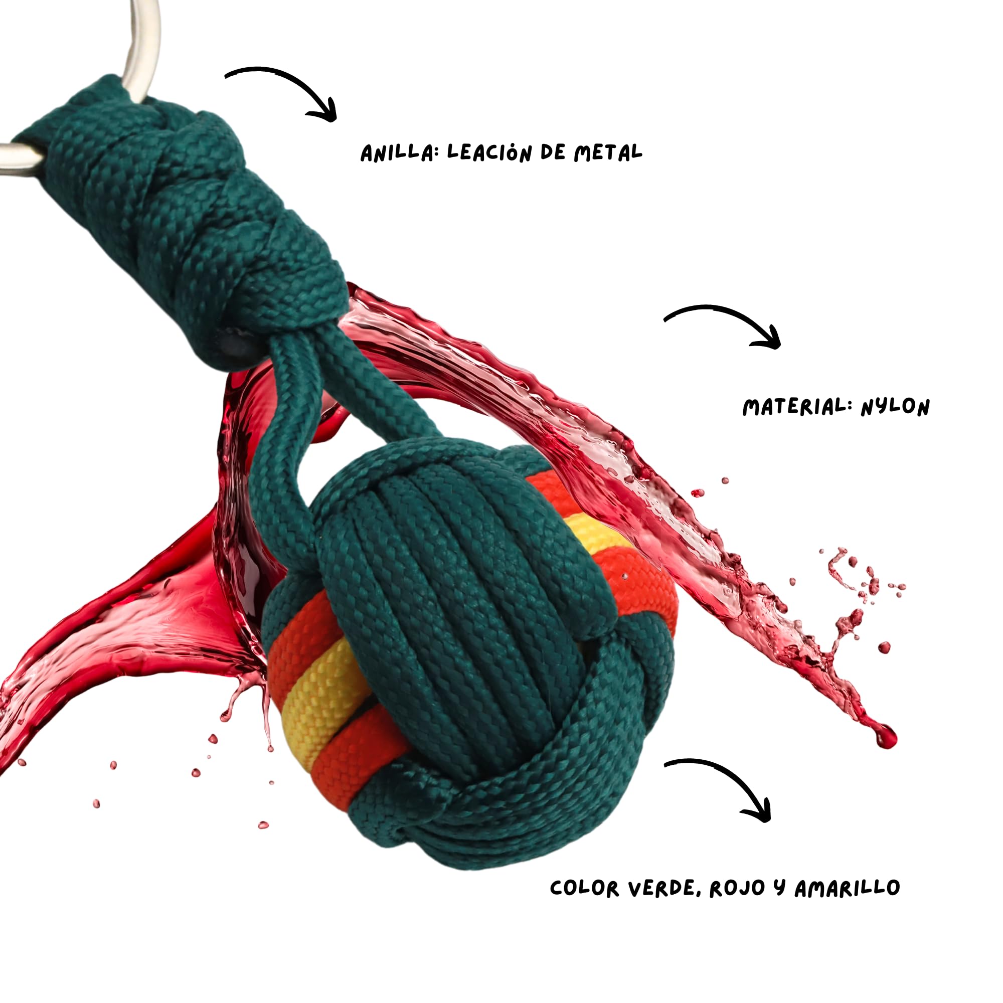 Llavero bola de cuerda bandera España, Llavero patriótico, 1 Unidad, Verde - imagen 4