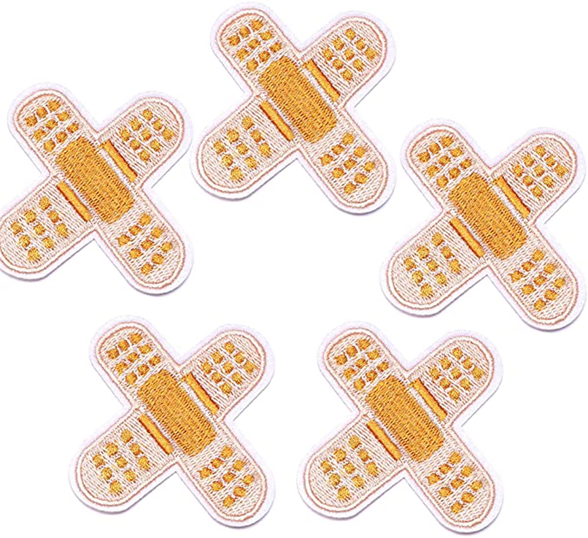 KASTWAVEBand Aid Patches, Embroidered Iron On/Sew On Patches, Cute Applique Patches for Clothing, Jackets, Hats, Backpacks, Jeans (Pack of 5)