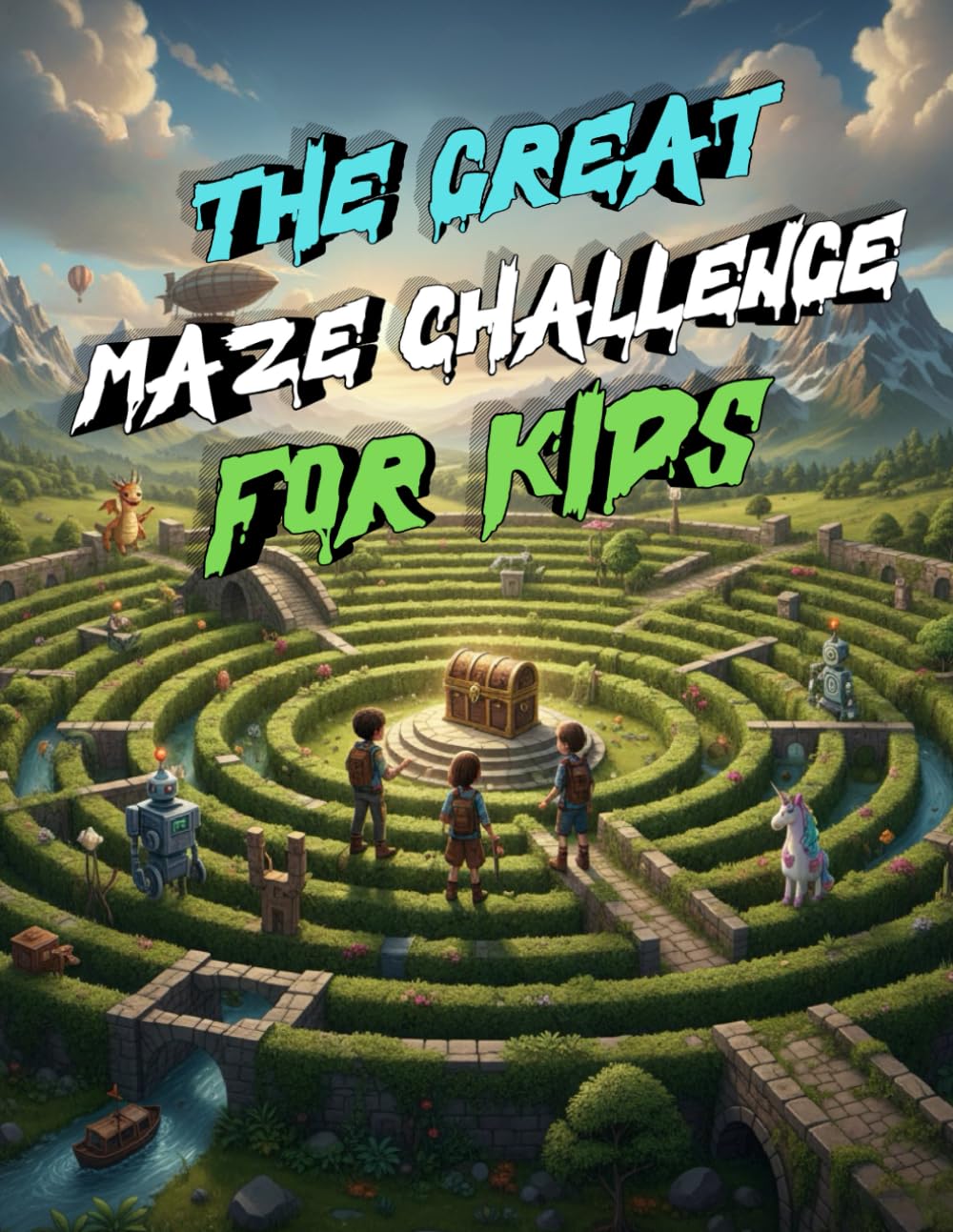 The GREAT Maze Challenge for Kids: The Mega Maze Quest: A Fun Activity Book with Solutions Included – The Perfect Gift for Kids Who Love Puzzles and Brain Teasers.