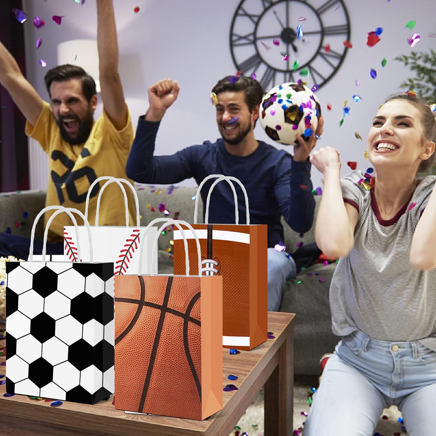 HEPAPATE Geschenktüten Für Fußball-Partys – 60 Stück, Mit Griff, 24,9x16 Cm, Teamgeburtstag