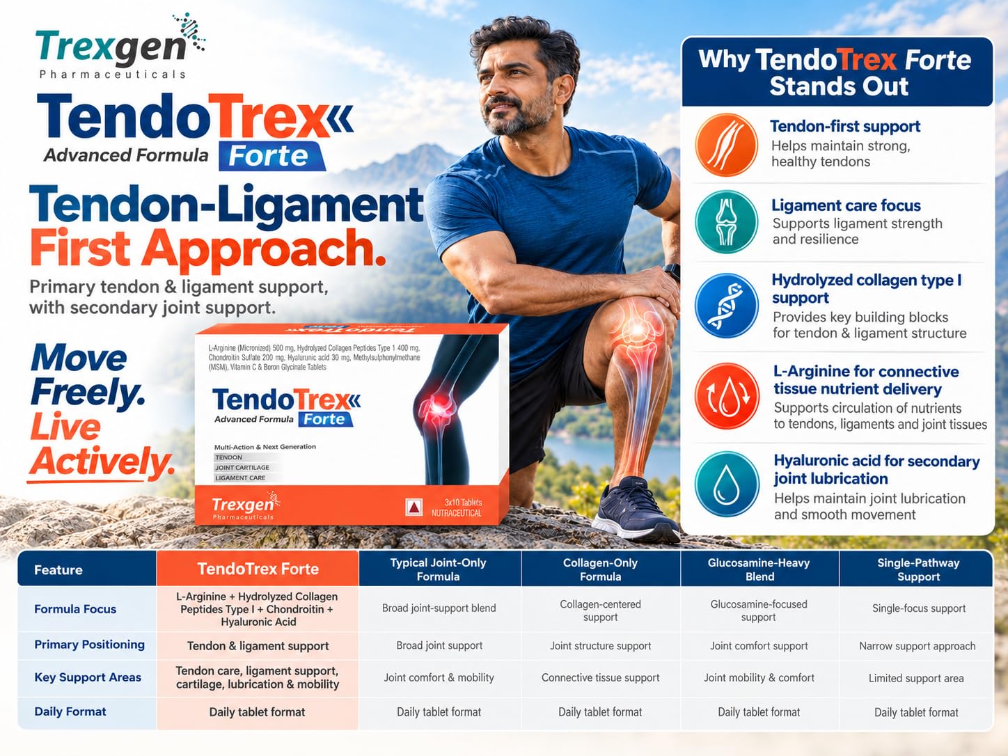 Trexgen TendoTrex Forte Tendon & Ligament Support Tablets | L-Arginine, Hydrolyzed Collagen Peptides Type I, Chondroitin, Hyaluronic Acid, MSM, Vitamin C & Boron | Joint Comfort, Mobility & Connective Tissue Support | 30 x 2 = 60 Tablets — Amazon image 6