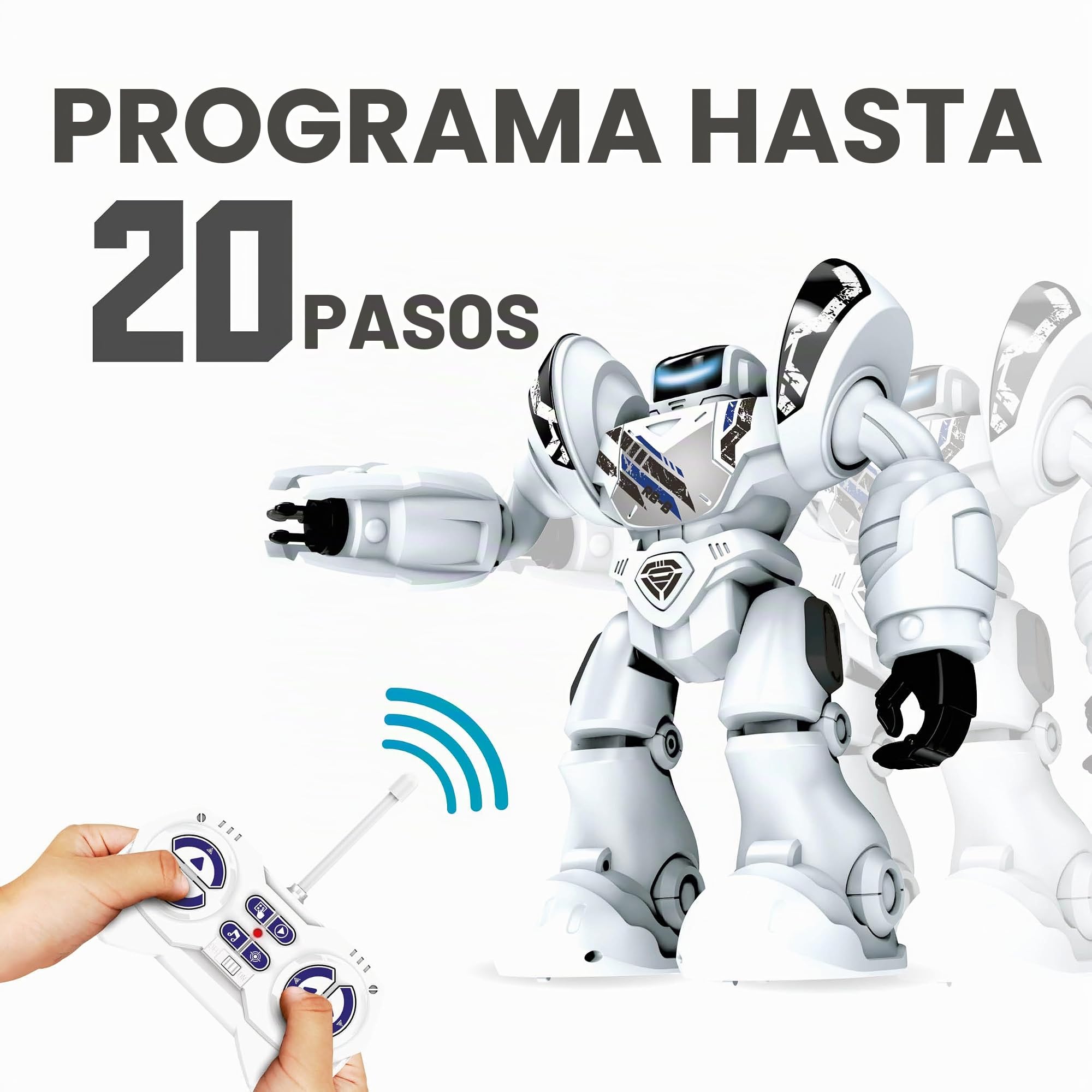 Silverlit Robo Blast, Robot Interactivo Grande, dispara Dardos Desde el puño, 34 cm de Alto, Programa hasta 20 Pasos, Baila, Reproduce música, Cara LED, Robots para niños de 5 a 14 años, el Mejor