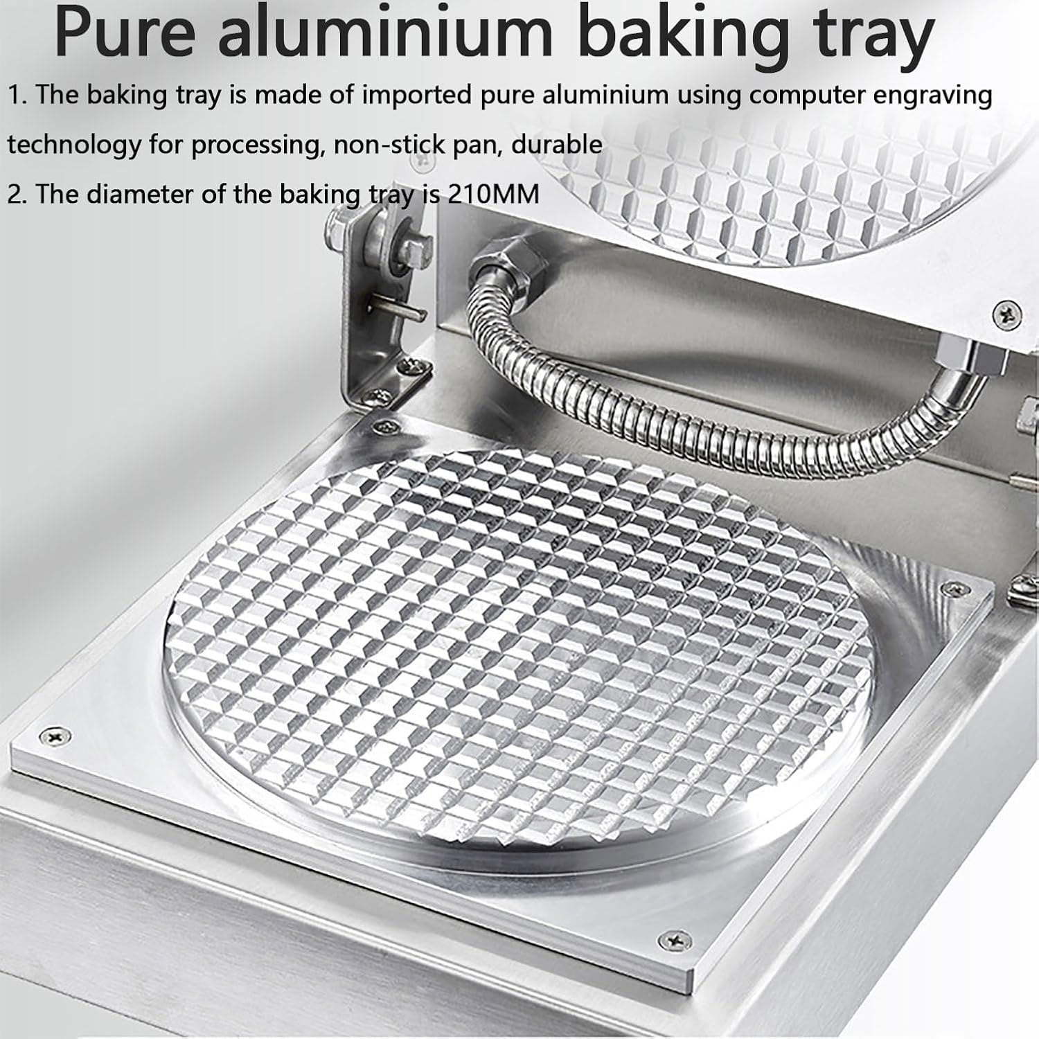 Máquina for hacer conos de helado comercial de 1300 W, máquina for conos de gofres con revestimiento antiadherente con pantalla digital, temporizador de 0-10 min y control de temperatura de 0-250 ℃