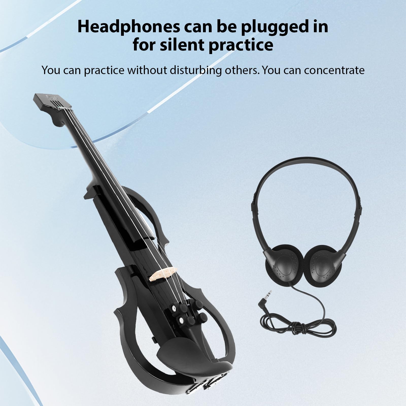 Jemora IRIN Violín 4/4 Juego de tamaño Completo Fibra de Carbono Violín eléctrico silencioso Profesional para Principiantes Estudiantes Estudiantes Escolares Hombro con Auriculares Cables de conexión