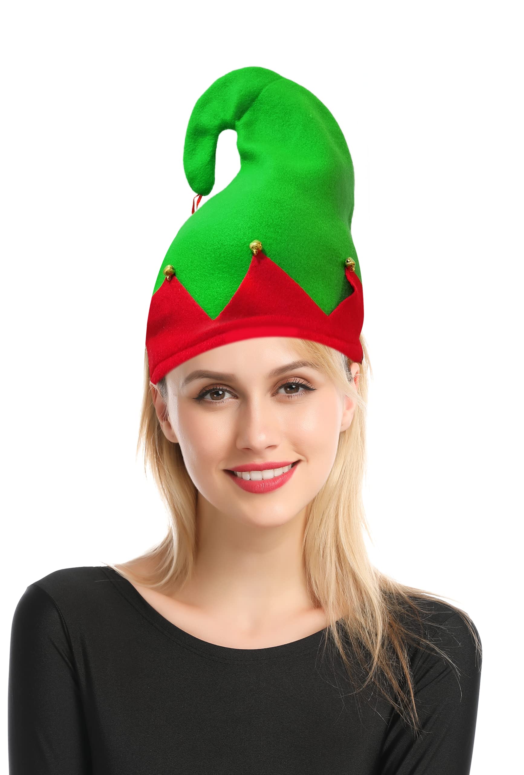 Confezione da 6 cappelli di Babbo Natale con trecce, doppia coda di cavallo, cappelli rossi natalizi e invernali, per Natale e Capodanno, per adulti