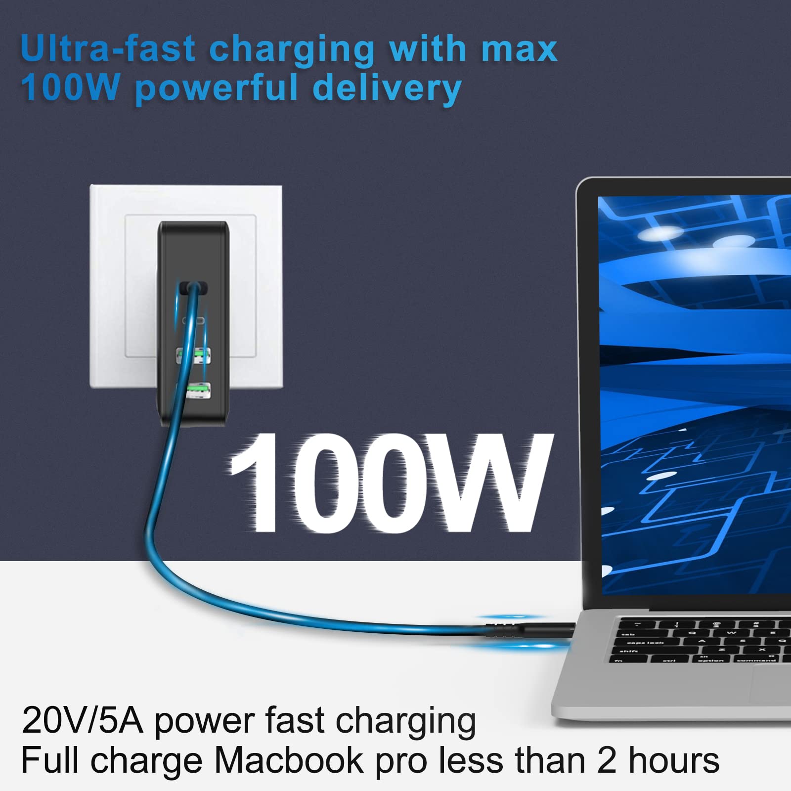 Ablink Cavo USB C 4 40Gbps per Thunderbolt 4 [1,2m]，Cavo di Ricarica da Tipo C a Tipo C 100W，8K@30Hz e Doppio Video 4K,Compatibile con Thunderbolt 4/3 per iPhone 16/15,iPad,MacBook,Dock, Monitor