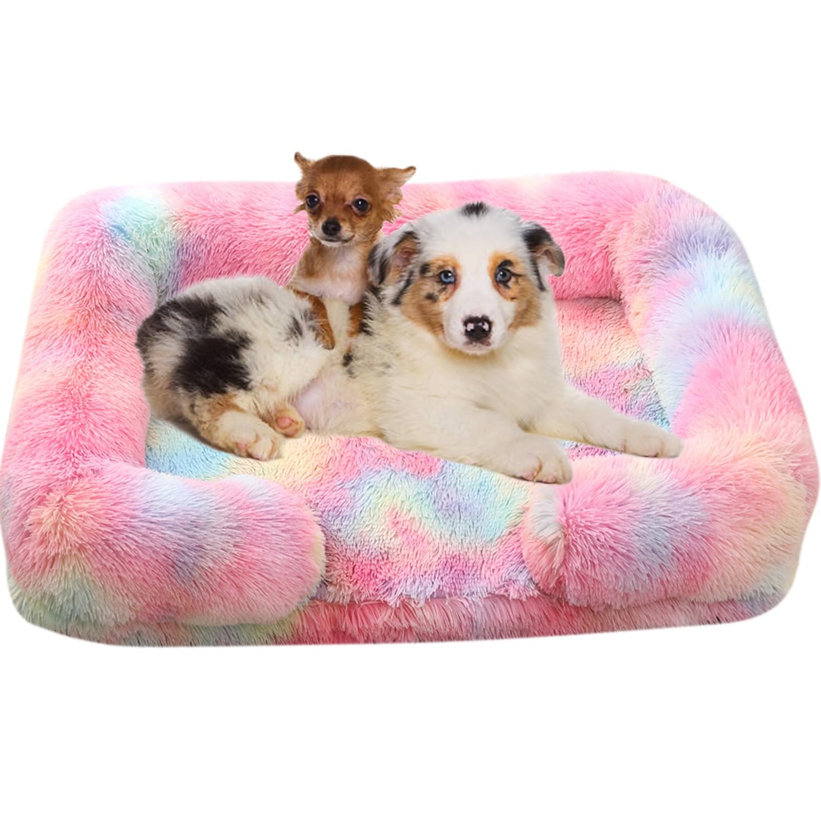 WTZHHK Dog Bed Dog Couch for Small Dogs, Medium, and Large Size Dog - Removable Washable Cover (Color : Tie-Dye Rainbow, Size : XXL)