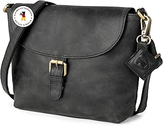 Vintage Umhängetasche Catalina, Mittelgroße Crossbody Bag aus Leder, Schultertasche mit Magnetverschluss, Handtasche für Damen