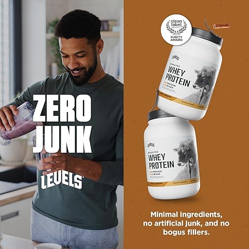 Miniatura 80 de Levels - Concentrado de proteína de suero de leche de ganado alimentado con pasto, sin ingredientes artificiales, 0.85 oz de proteína, capuchino, 2