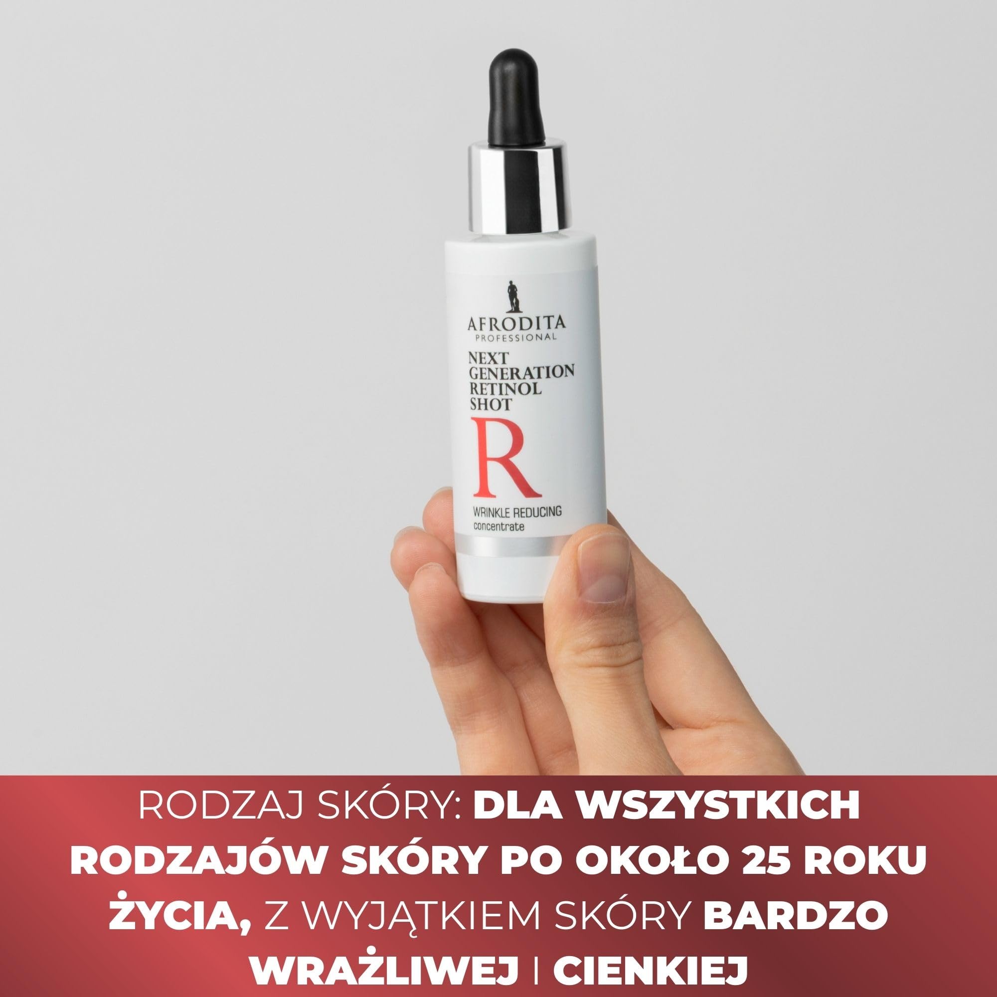 Afrodita Professional Next Generation Retinol Shot serum do twarzy 0,1% HPR retinoid, przeciwzmarszczkowe serum przeciw porom i plamom pigmentowym, z ceramidami beta-glukanem, skwalanem, bez perfum