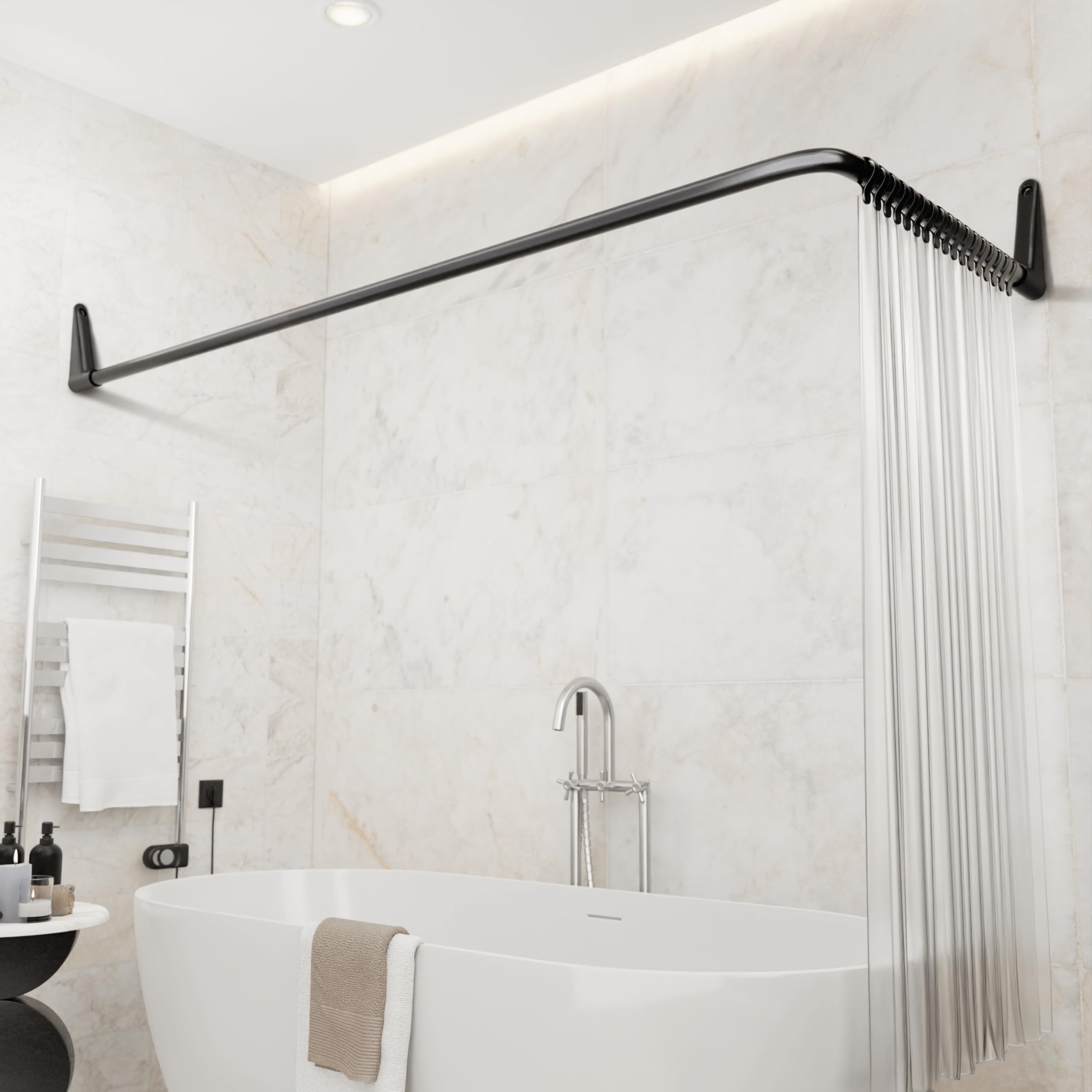 BAOYOUNI Tringle à Rideaux de Douche en Forme de U Sans Perçage Barre de Douche d'angle Universelle coin Ventouse, Pour Salle de Bain, Cabine D'Essayage, 98 x 102cm BAOYOUNI Tringle à Rideaux de Douche en Forme de U Sans Perçage Barre de Douche d'angle Universelle coin Ventouse, Pour Salle de Bain, Cabine D'Essayage, 98 x 102cm