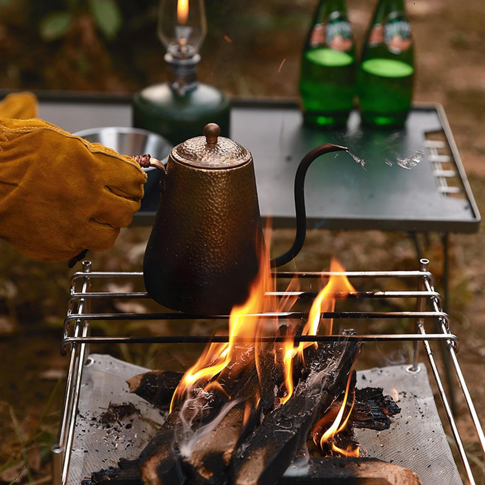 Parrilla de Carbón y Leña Brasero Parrilla Exterior | Parrilla Plegable para Fogata Versátil Almacenamiento Compacto Antioxidante, Montaje Rápido para Fogatas y Cocina Camping
