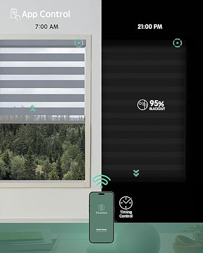 Miniatura 36 de Persianas de cebra motorizadas Yoolax compatibles con Alexa, persianas motorizadas con control remoto, persianas eléctricas inteligentes automáticas
