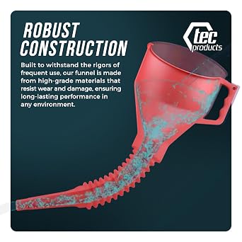 FlexAll Funnel Bundle - Long Flexible Funnels with Hose for Automotive Use - Nitrile Rubber Funnels with Handle for Oil Change and Transmission Fluid - Gas, Diesel, Oil - Red (Small + Large)