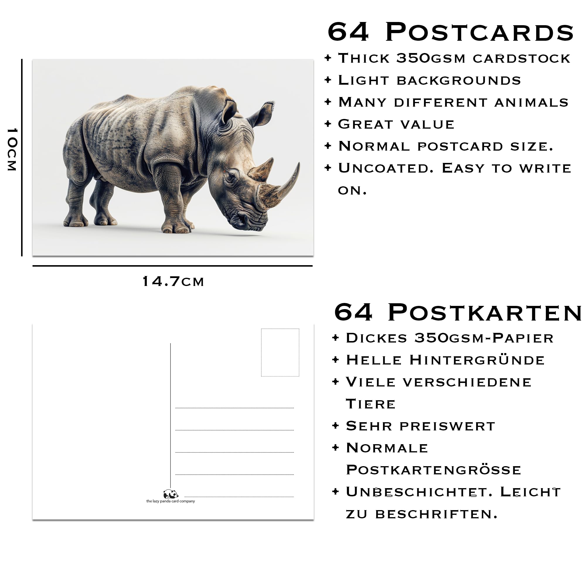 Postales De Animales - 64 Unidades, Fondos Aislados, Cartulina De 350 G/m², Ideal Para Coleccionar O Enviar
