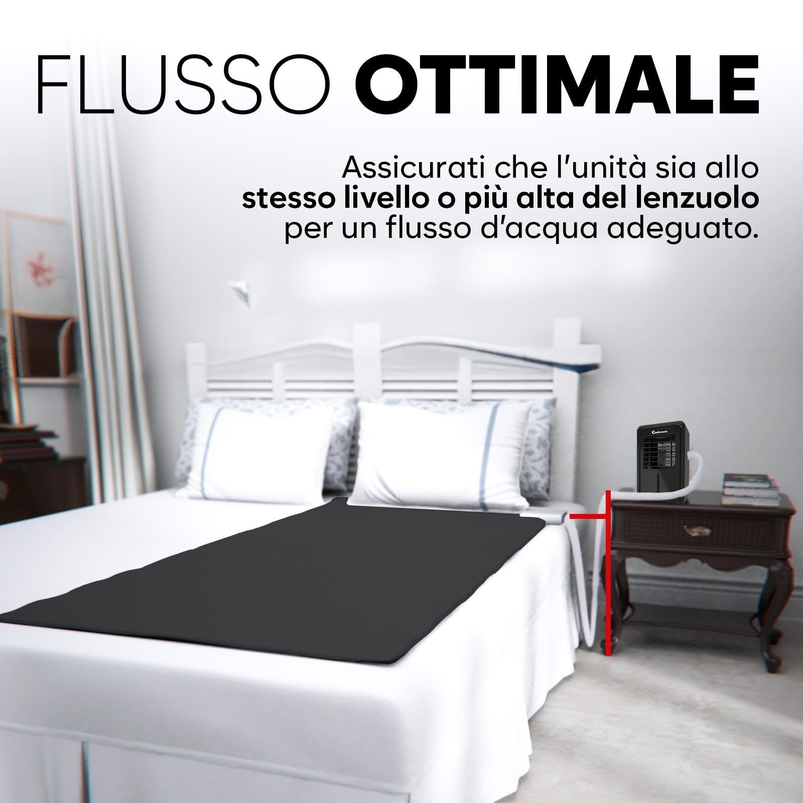 Adamson B10 Sistema di Raffreddamento per Letto -TWIN 190x100CM - Materasso Rinfrescante 100% Cotone per Sudorazioni Notturne- Topper Refrigerato per Chi Soffre il Caldo - Garanzia 5 Anni - Nero Notte