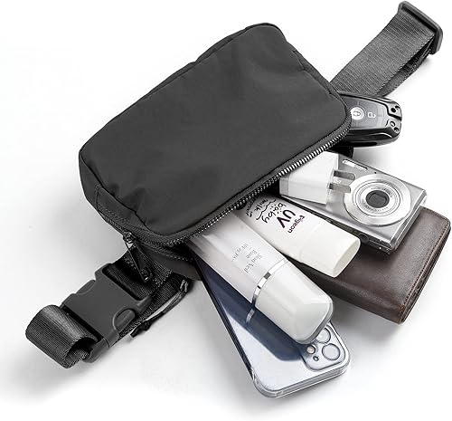 Miniatura 3 de Didida Mini bolsa para cinturón, cangureras unisex para mujeres y hombres, cruzada con correa ajustable para entrenamiento al aire libre, viajes,
