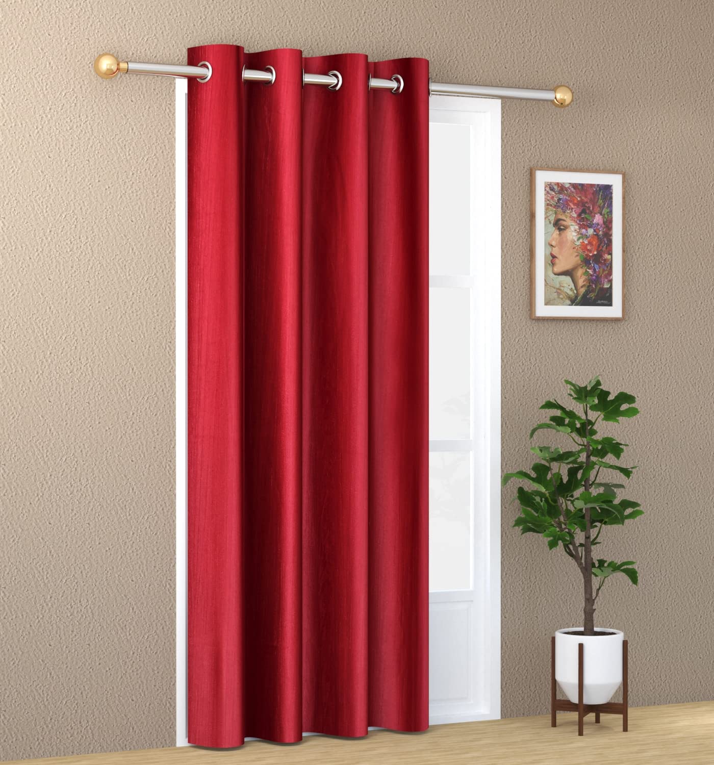 Yarnis 5 feet Polyester Plain Light-Filtering Eyelet Living Room Window Curtain, Maroon, 1 Piece (B09B15KQLX) Amazon Price History, Amazon Price Tracker