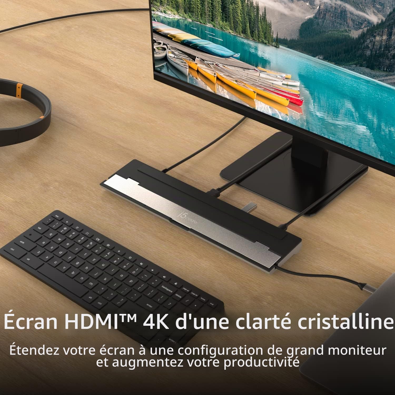 j5create Station d'accueil USB-C 4K HDMI (9-en-1) | 4K HDMI, 3 USB-A 5Gbps, lecteur cartes, PD 100W, Gigabit Ethernet, audio combo, MacBook, PC Windows USB-C (JCD533)