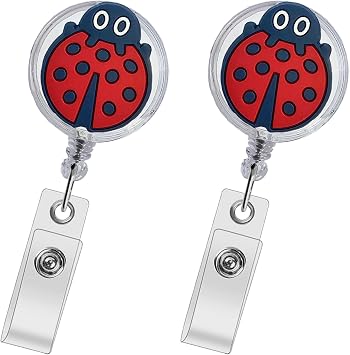 Ladybug Badge Reel - Cute Retractable ID Holder for Nurses, Medical Staff, Teachers & Students - 2 Pcs