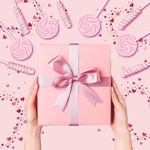 Miniatura 4 de Piruletas rosadas con forma de remolino y retorcido, 24 ventosas envueltas individualmente