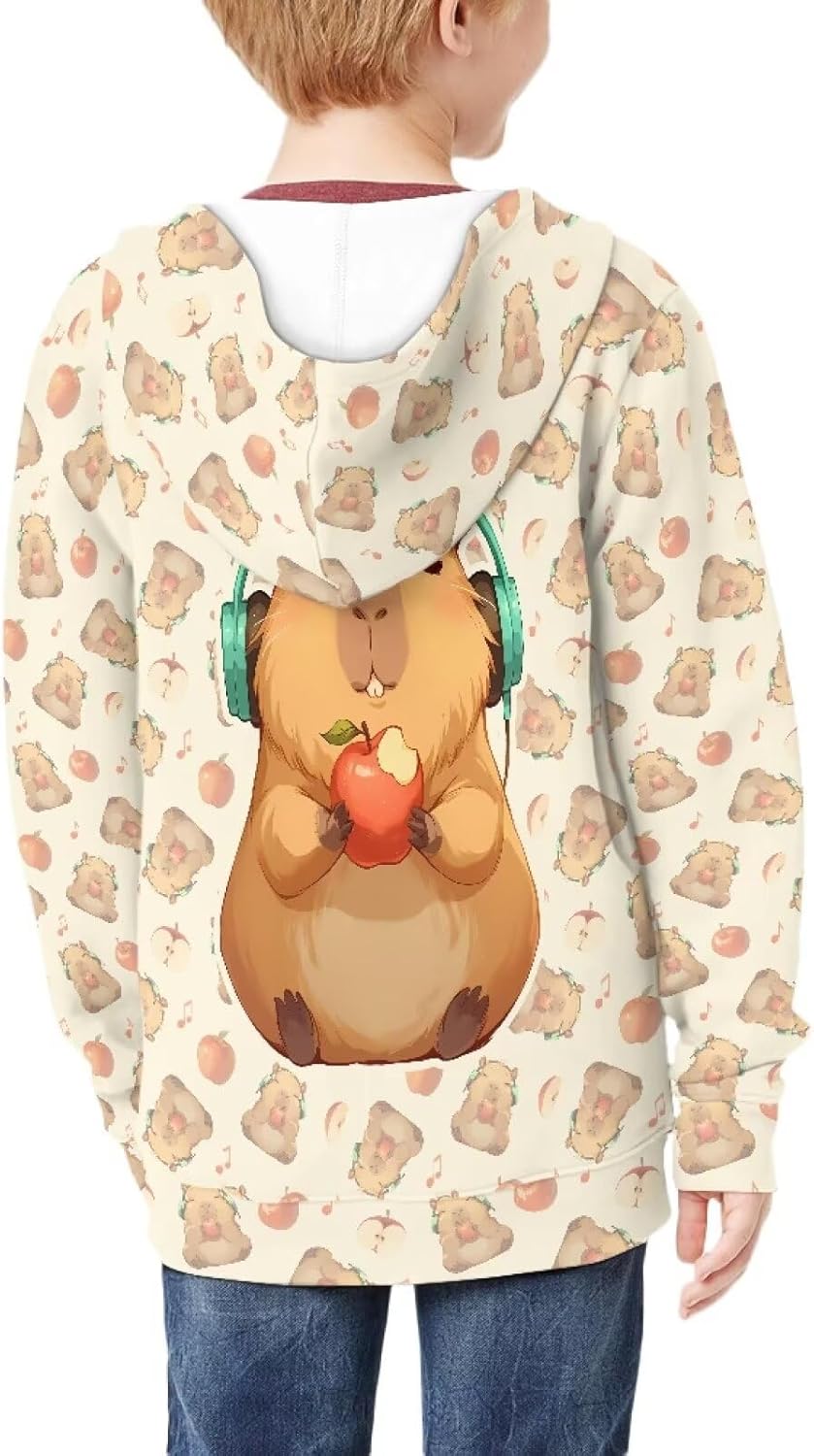 Biyejit Kids Novelty 3D Graphic Printed Hooded Sweatshirt Boys Girls Zip Up Hoodies Age 6-16 Years - Image 4