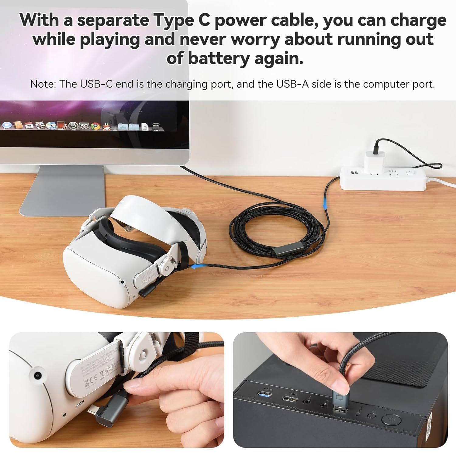 ELUTENG 16FT Link Cable Compatible with Meta Quest 2/3/Pro/Pico 4, 5Gbps 18W PC VR Cable, USB 3.0 Type C to USB C Charger Cord Cable, VR Headset Cable Accessories for Gaming PC/Steam VR ELUTENG 16FT Link Cable Compatible with Meta Quest 2/3/Pro/Pico 4, 5Gbps 18W PC VR Cable, USB 3.0 Type C to USB C Charger Cord Cable, VR Headset Cable Accessories for Gaming PC/Steam VR