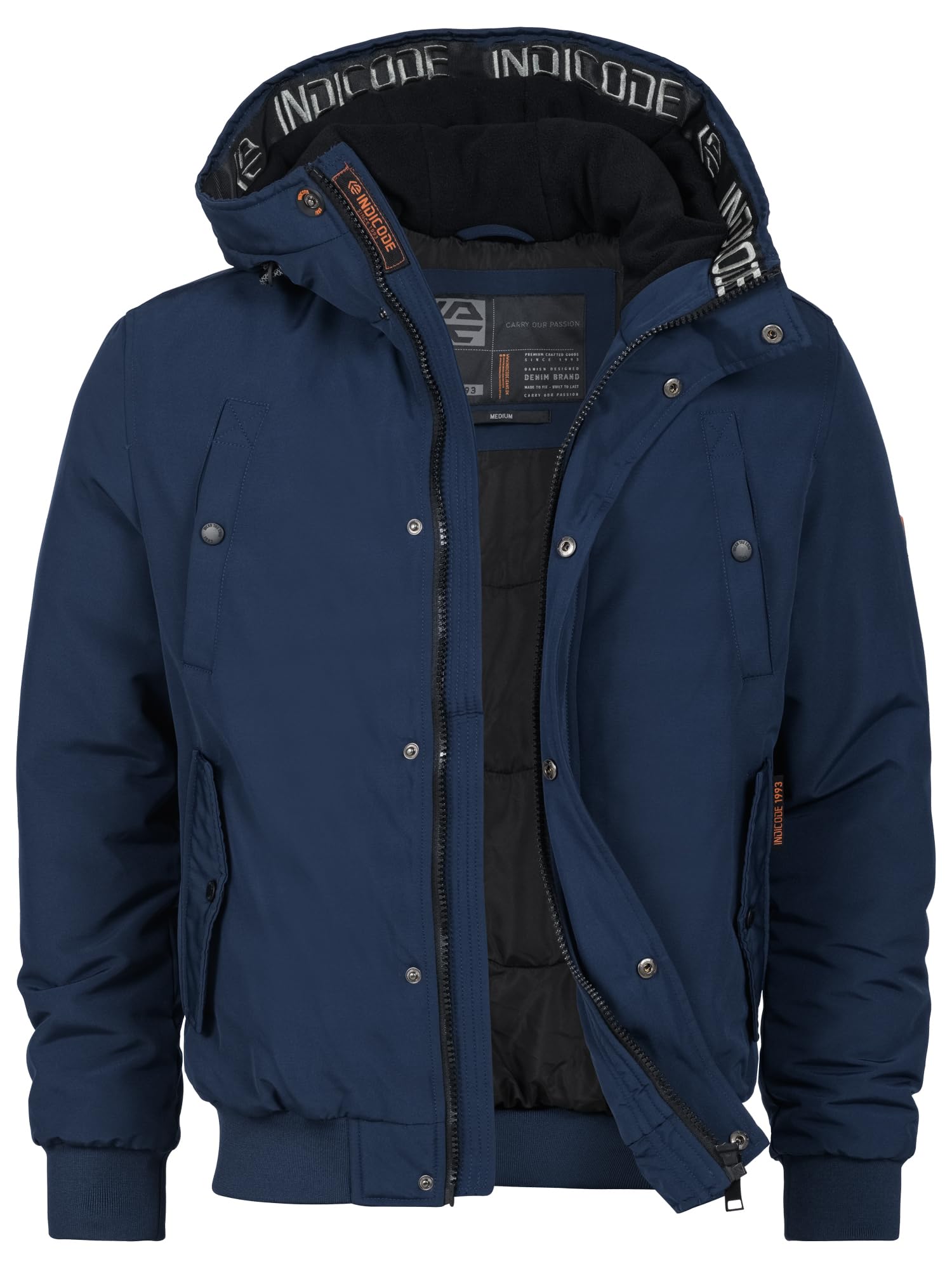 Indicode Herren INAlbanos Winterjacke mit Kapuze | Herrenjacke mit verdecktem Reißverschluss Männer