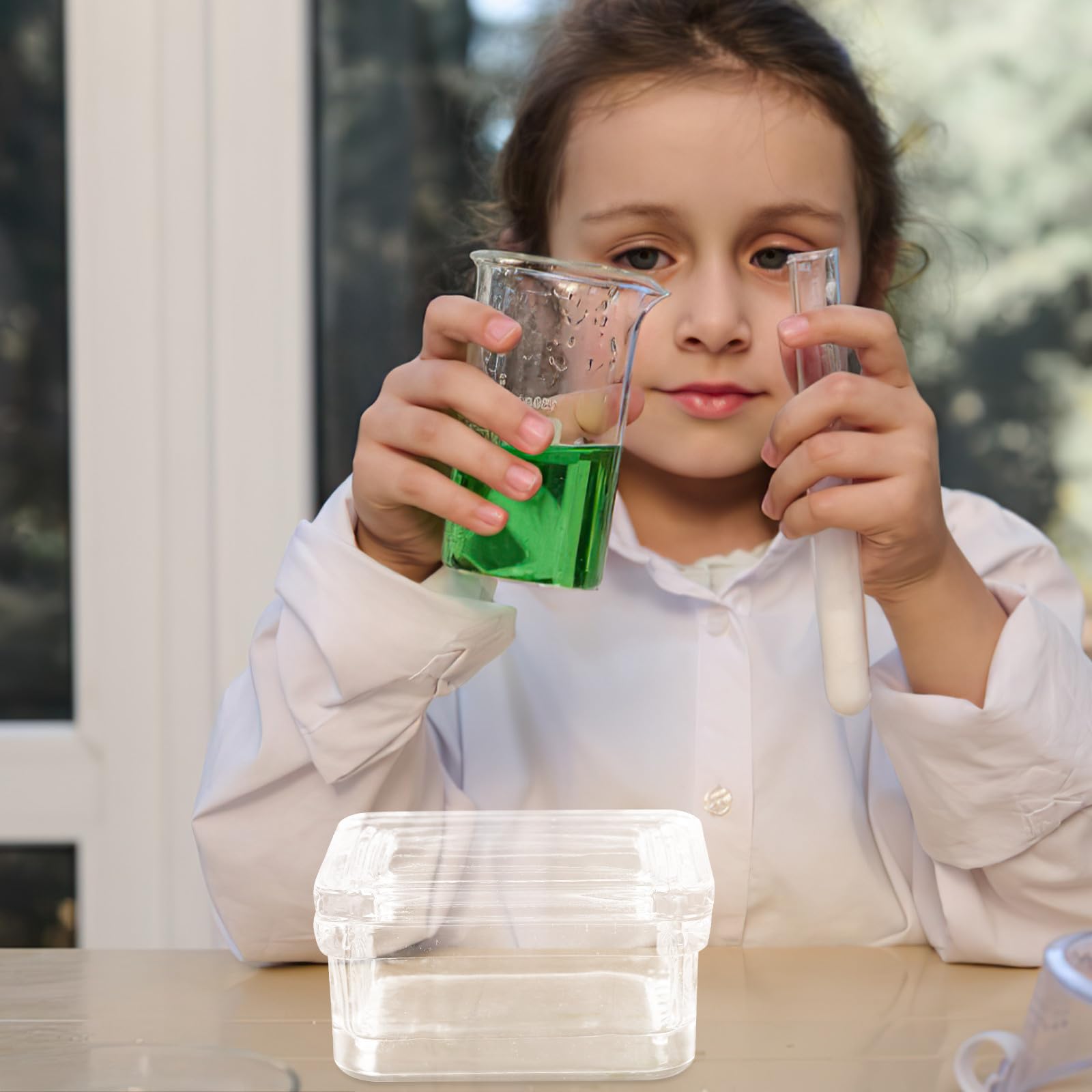 Healeved Barattolo in Vetro per Colorazione Coperchio Trasparente, Supporto per 10 Vetrini, Riutilizzabile per Esperimenti di Ricerca Scientifica