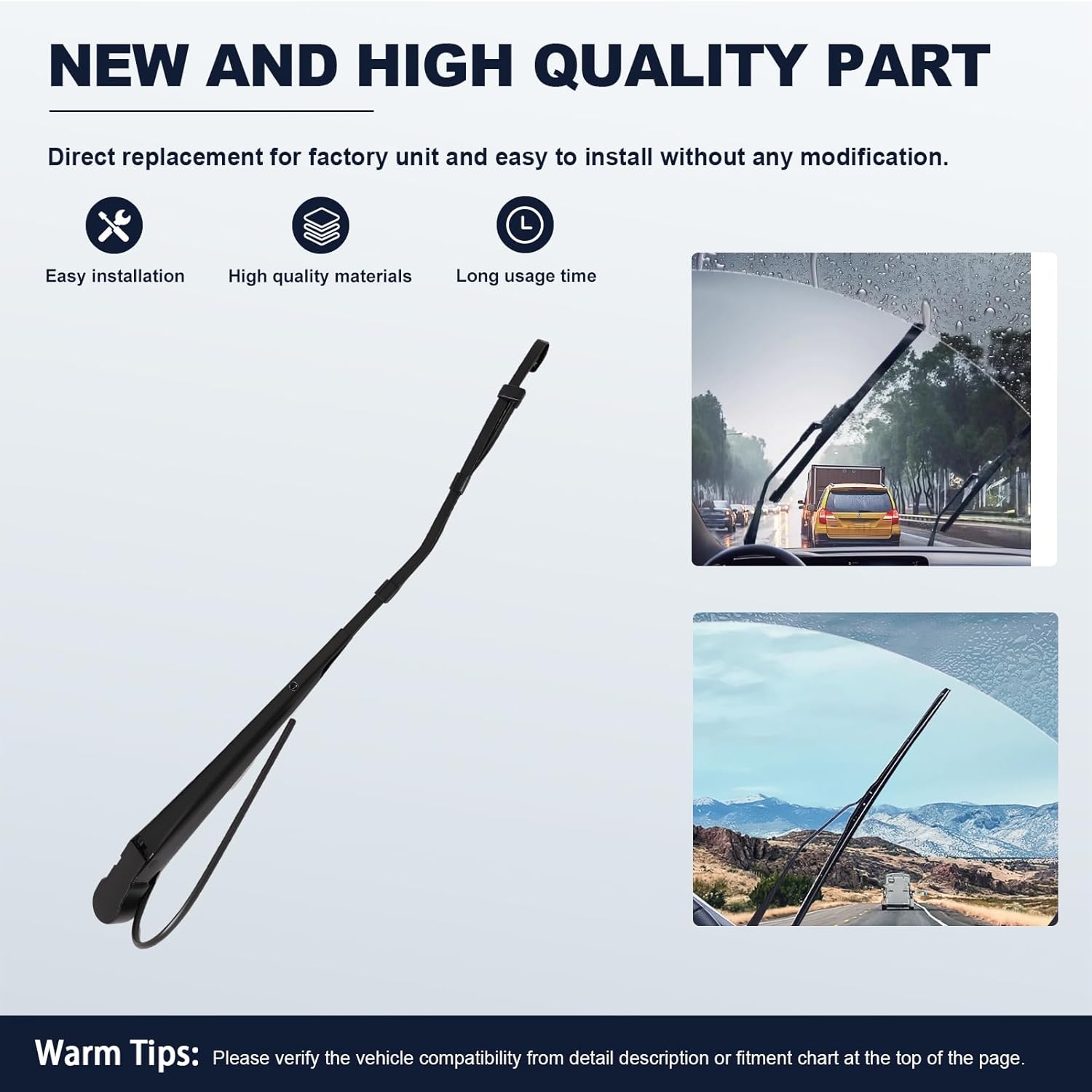 A22-51969-000 2 Pcs Windshield Wiper Arms Fit for Columbia 2001-2017 (Wiper Arm for Right And Left Side)